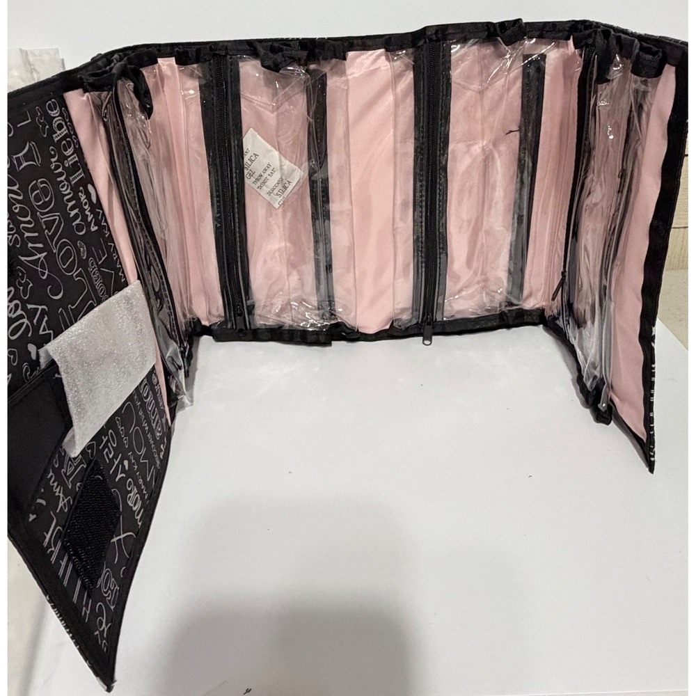 Mary Kay MAKEUP BAG Travel Roll-Up AMOUR AMOR LOVE Hanger Plastic Pockets NEW! - Picture 6 of 6